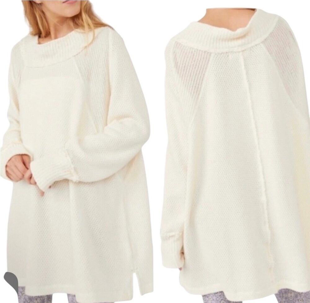 We The Free She’s A Keeper Sweater Ivory Ribbed Funnel Neck Women’s XS NWT